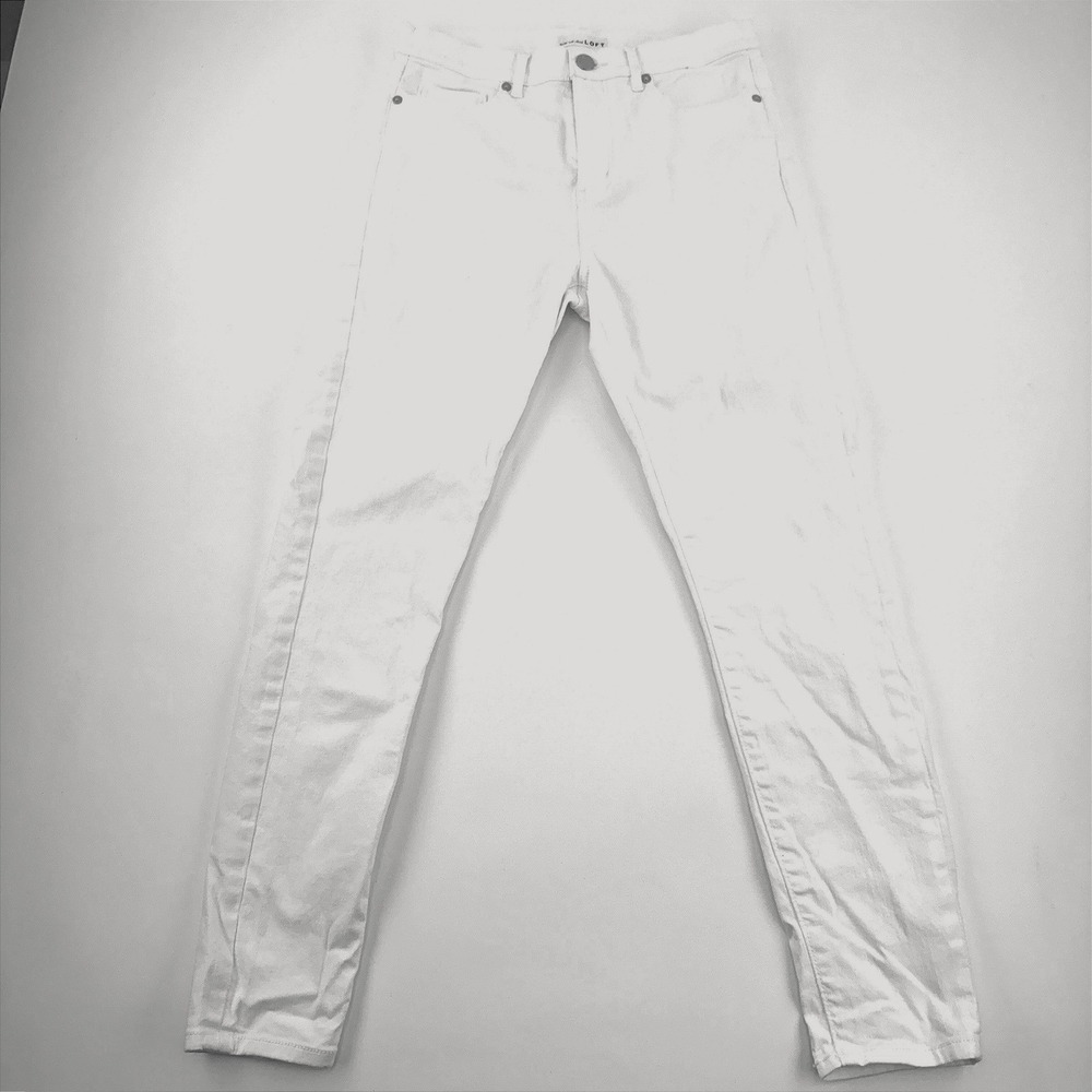 LOFT Womens White High Waist Skinny Ankle Jeans Size 4 27 Cotton Blend Stretch